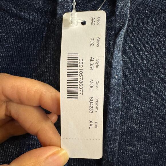 NWT j.CREW Plaited linen-cotton hooded Men’s sweater Blue Size XXL - Picture 6 of 7